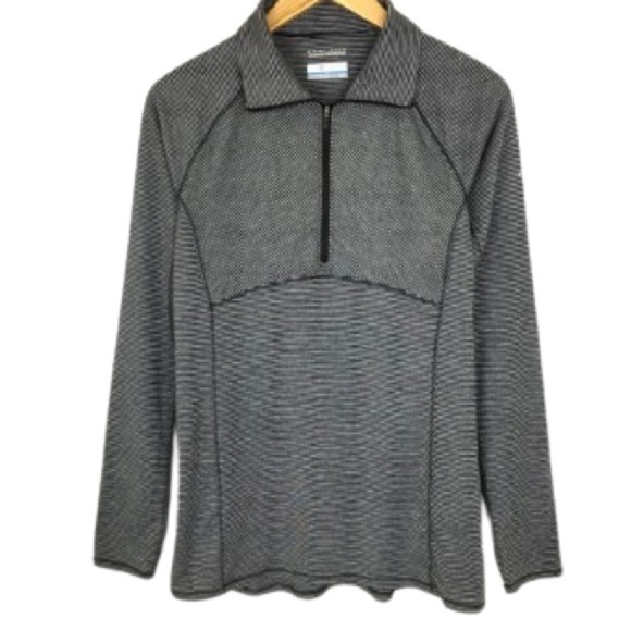 Columbia Women's Omni-Wick 1/4 Zip Pullover Top Shirt Grey Micro Stripe Size M - Picture 1 of 11